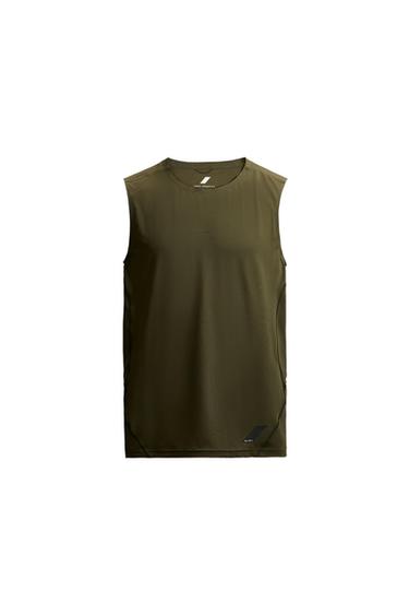 Zara COMPRESSION TANK TOP - Dark khaki