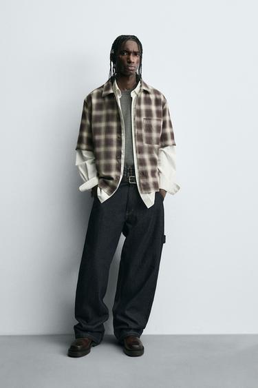 CHECK OVERSHIRT - Khaki by Zara - Image 0