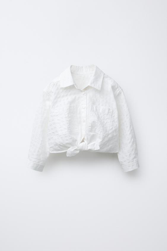 Camicia Bianca Zara Camicie Donna Zara ZARA WOMAN PLEATED CROPPED
