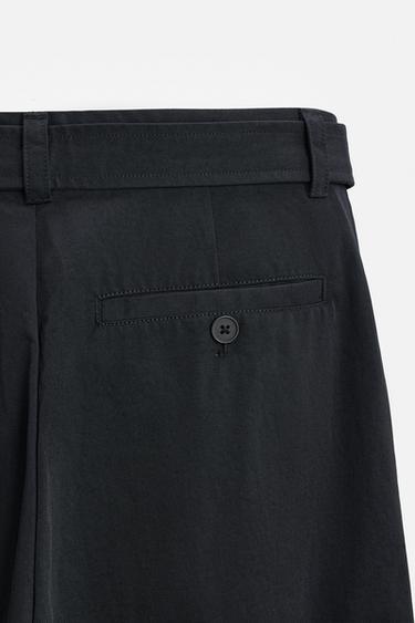 PANTALON COUPE LARGE AVEC CEINTURE - Bleu marine de Zara - Image 8