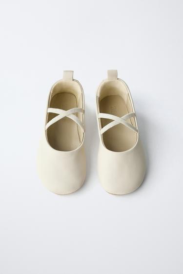 Zaras BALLERINASKOR AV SKINN - Naturvit