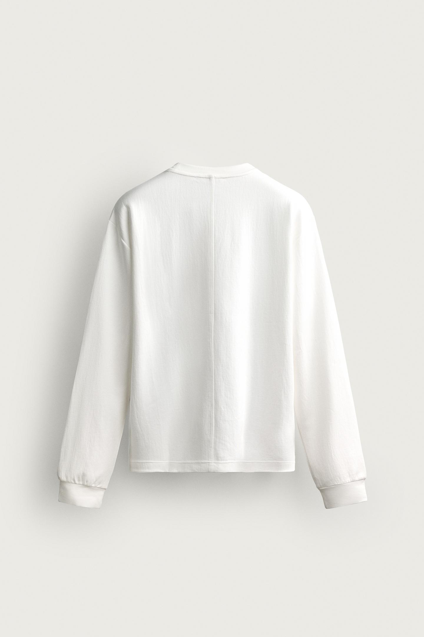 Мужская футболка Zara Textured Relaxed Fit, цвет: Белый — фото 7