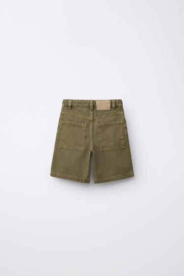 RELAXED BAGGY BERMUDA SHORTS - Green by Zara - Image 1