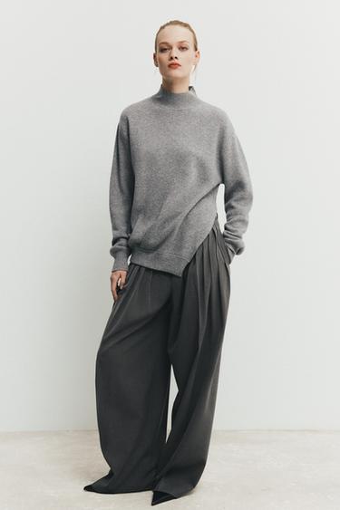 PANTALÓN PINZAS ZW COLLECTION - Gris de Zara