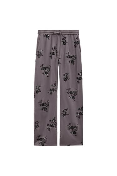 EMBROIDERED TROUSERS WITH SEQUINS