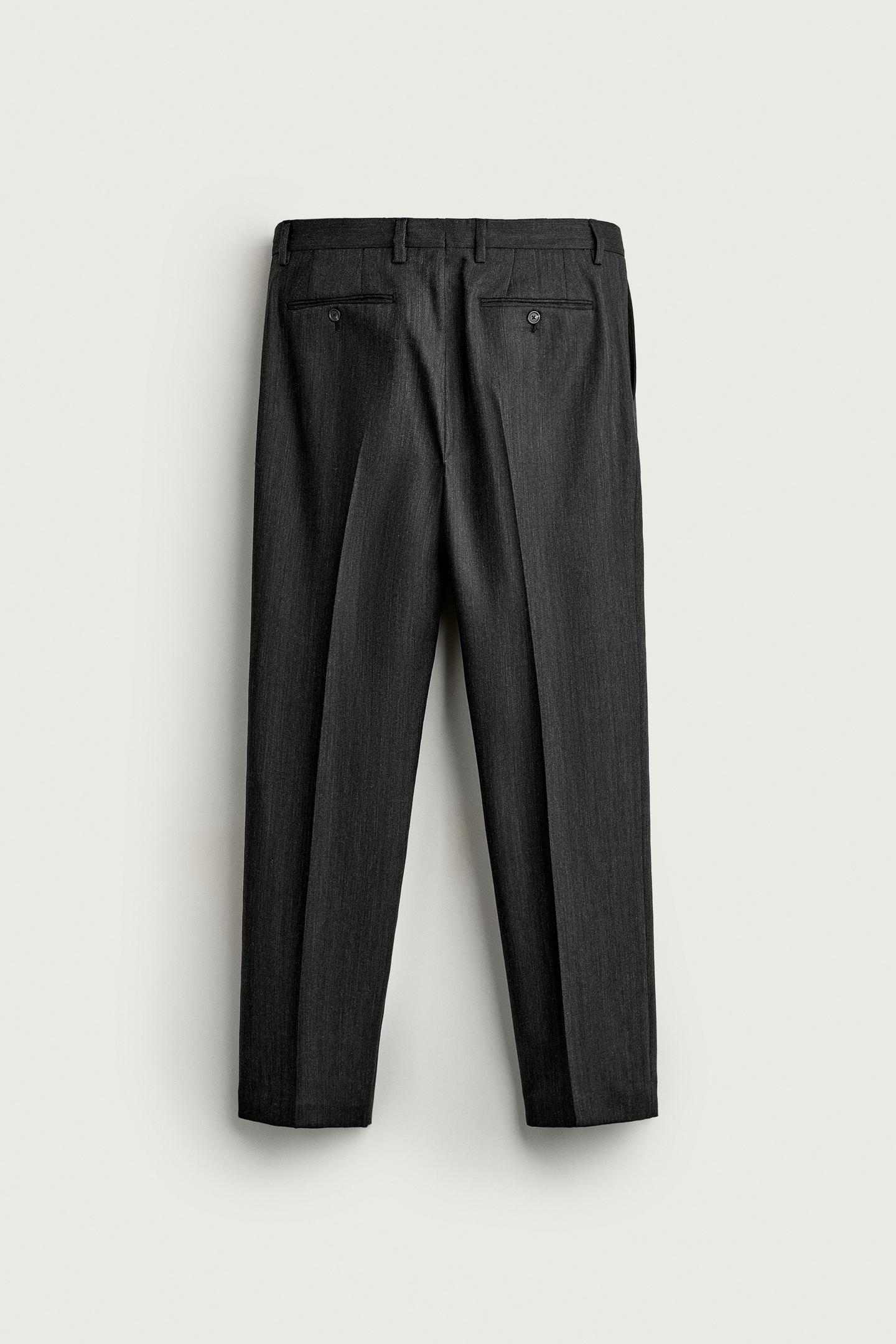 Мужские брюки Zara 100% Wool Regular Fit Suit, цвет: Антрацитовый серый — фото 6