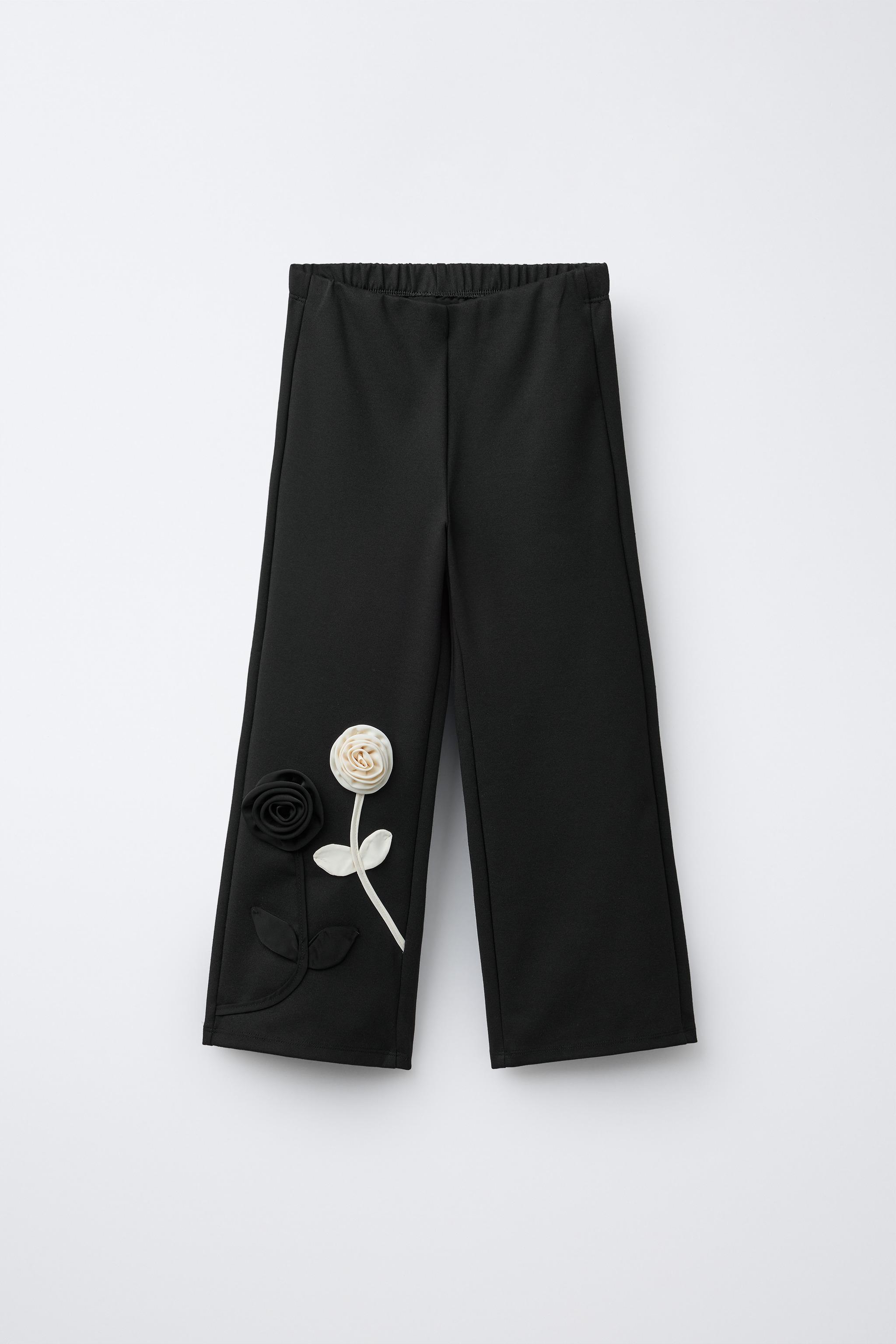 フラワー柄ポンチローマパンツ - ブラック | ZARA Japan / 日本