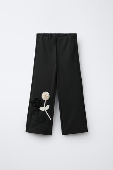PONTE DI ROMA TROUSERS WITH FLOWERS - Black by Zara