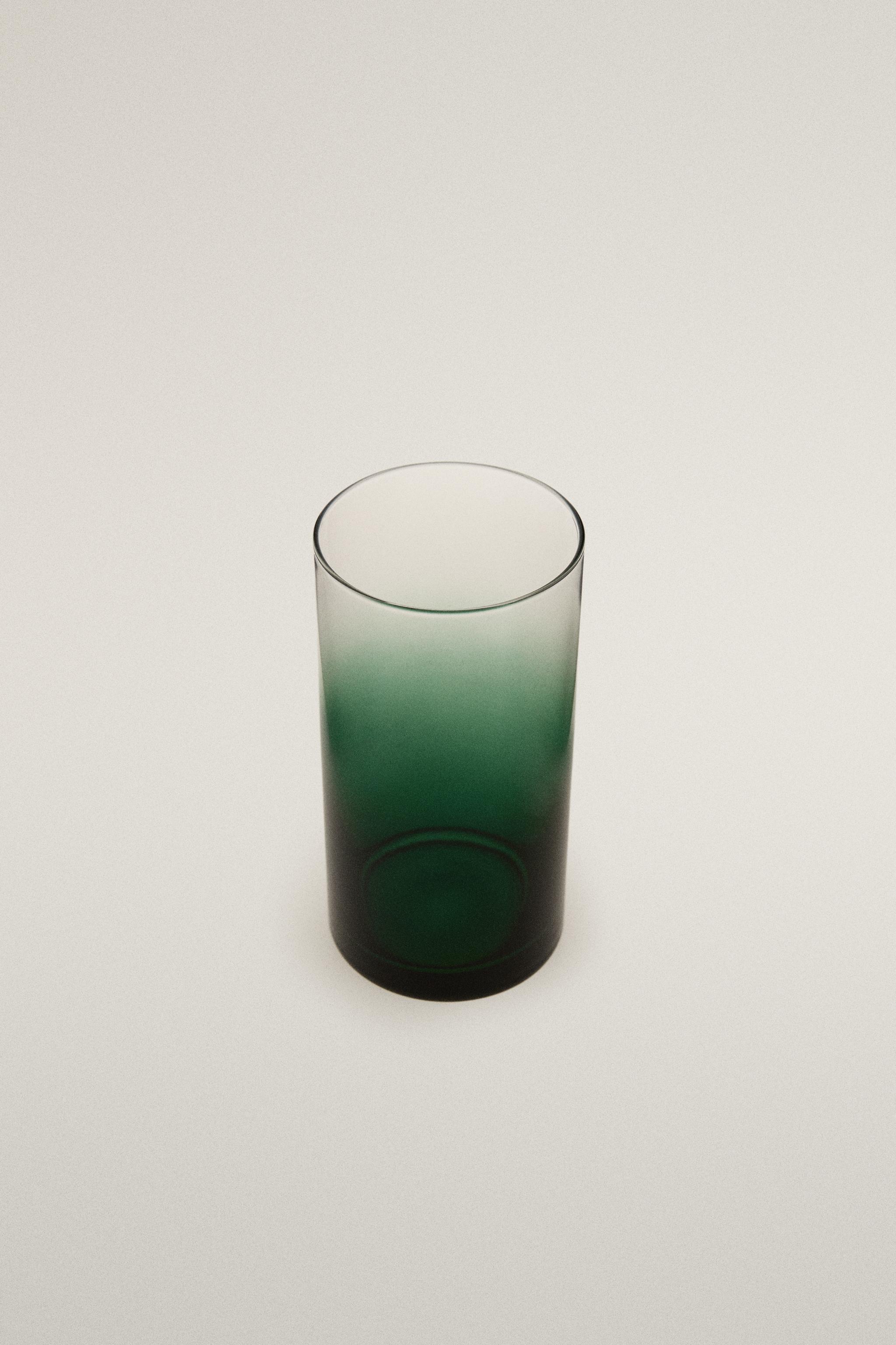 OMBRÉ GLASS SOFT DRINK TUMBLER — Green