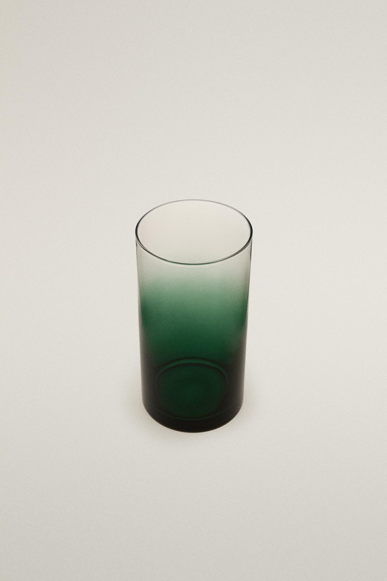 OMBRÉ GLASS SOFT DRINK TUMBLER — Green