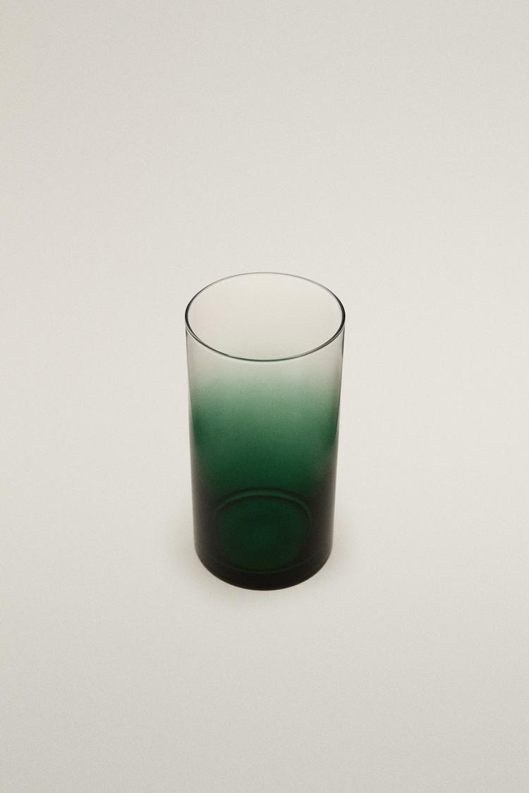OMBRÉ GLASS SOFT DRINK TUMBLER — Green