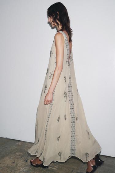 ZW COLLECTION BEADED EMBROIDERED DRESS - Pearl grey by Zara - Image 2