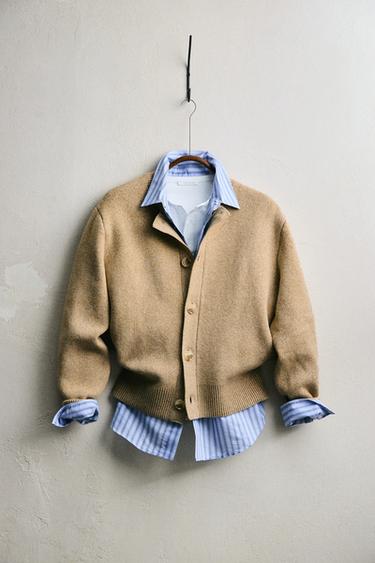 CASACO DE MALHA RELAXED FIT COM ESTRUTURA - Bege da Zara