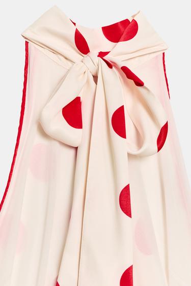 ROBE MI-LONGUE HALTER À POIS - Blanc / Rouge de Zara - Image 10