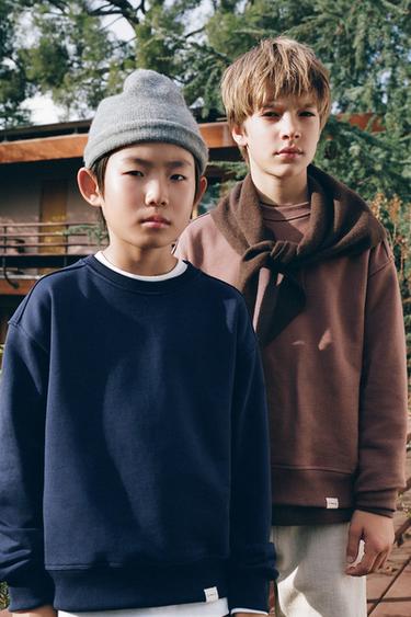 BASIC SWEATSHIRT MET LABEL - LILA van Zara