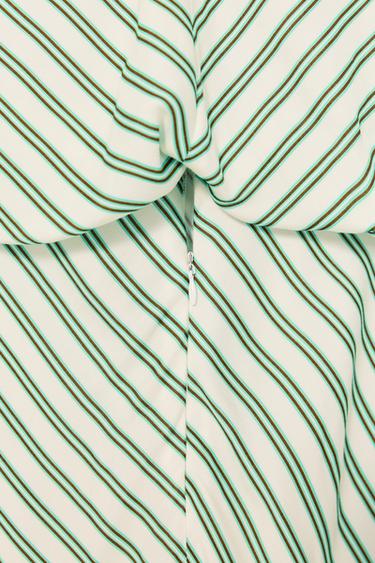 LIMITED EDITION STRIPED DRESS WITH TIE DETAIL - White / Green by Zara - Image 7