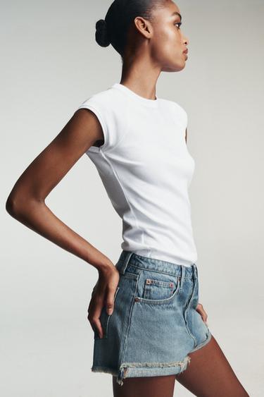 SHORTS TRF CINTURA ALTA - Azul da Zara