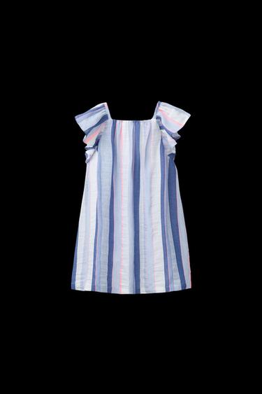 KLEID MIT STREIFEN - Blau von Zara
