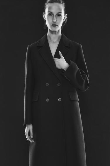 ABRIGO ENTALLADO MEZCLA LANA ZW COLLECTION - Negro de Zara