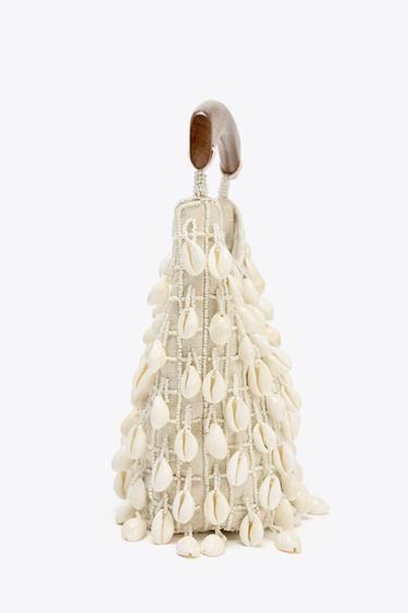 BEADED FABRIC BUCKET BAG - Light beige by Zara - Image 4
