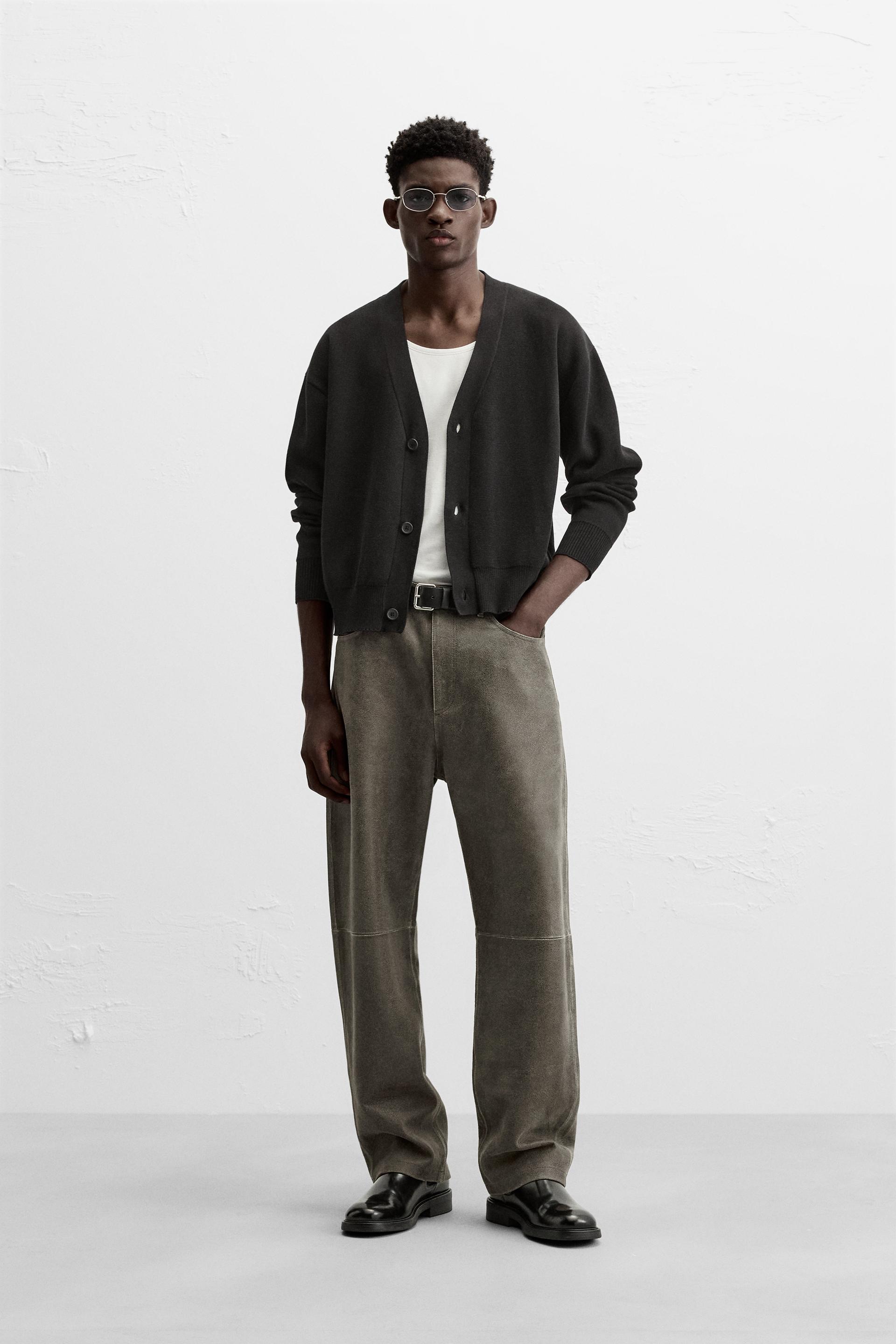 WASHED EFFECT LEATHER PANTS - Taupe gray | ZARA United States