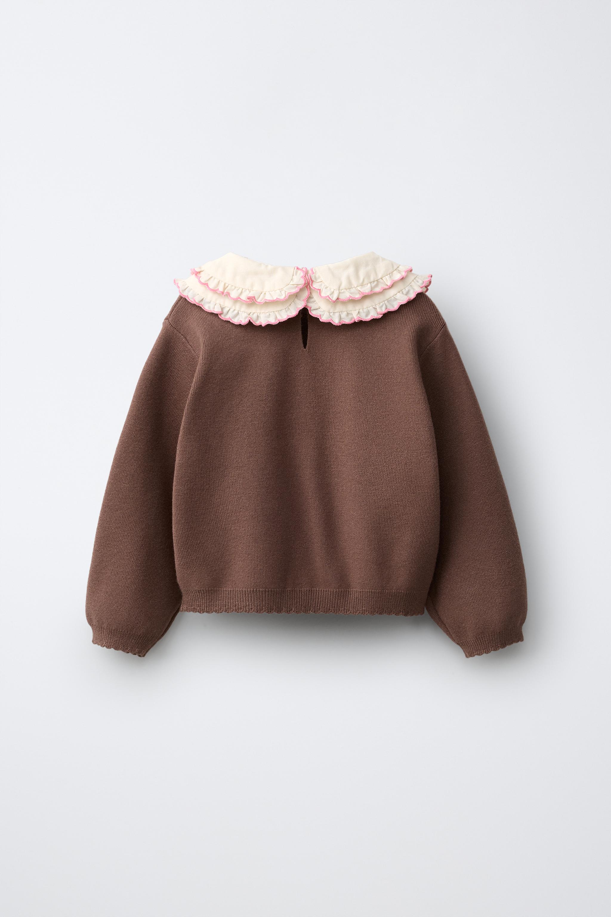 EMBROIDERED DOUBLE PETER PAN COLLAR KNIT JUMPER