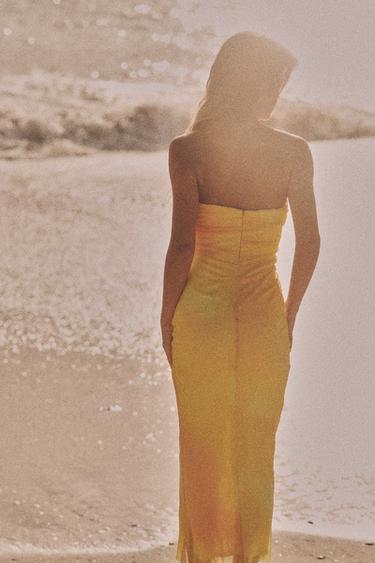 PRINTED TULLE STRAPLESS DRESS - TYEAMARILLO by Zara - Image 3