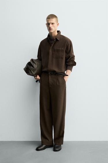 RELAXED FIT FLOWING SHIRT - Brown by Zara