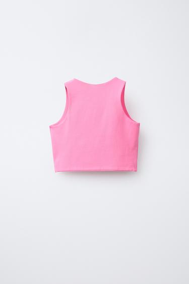 STRAPPY CROP TOP - Neon pink by Zara - Image 1