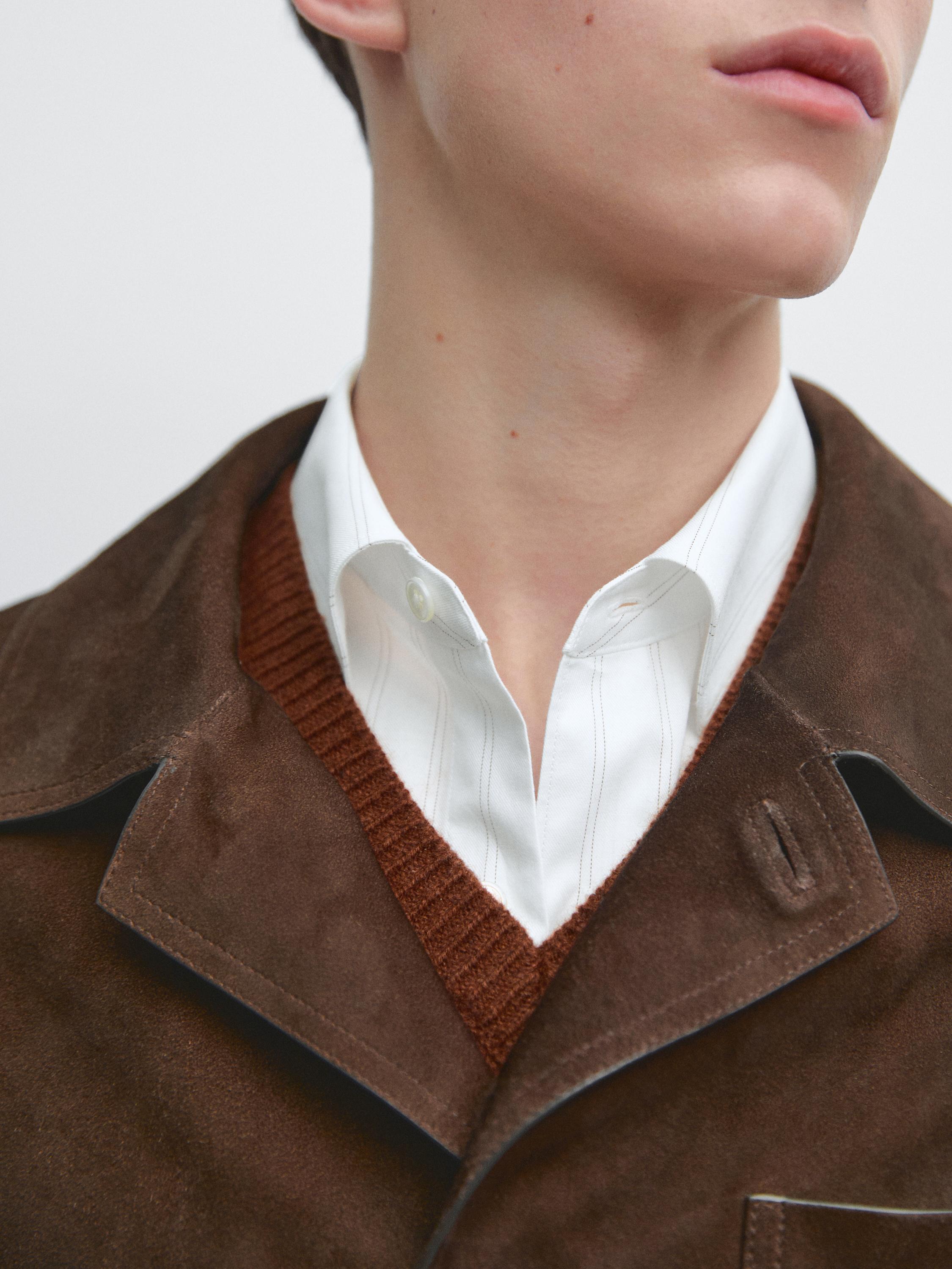 Suede leather worker jacket