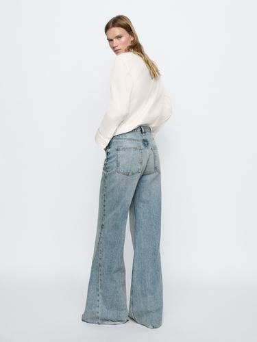 Zara High-waist flared cotton jeans - Aquamarine