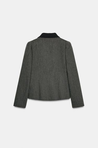 ZW COLLECTION COMBINED HERRINGBONE BLAZER - Dark grey by Zara - Image 5