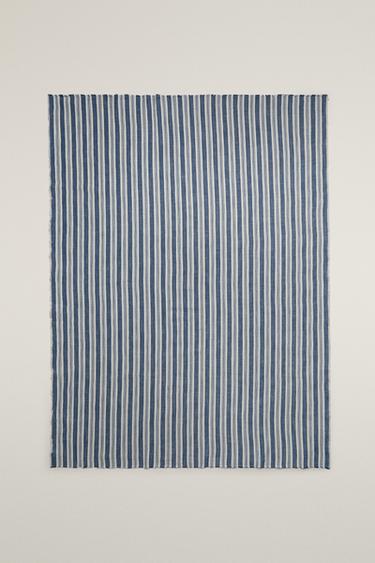 STRIPED COTTON THROW - Blue by Zara - Image 0