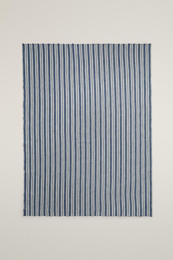COUVERTURE COTON RAYURES - Bleu de Zara - Image 0