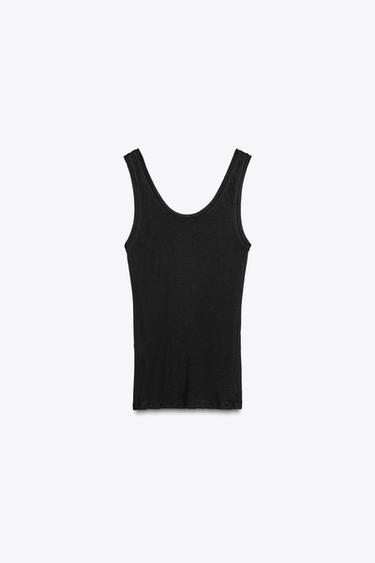 T- SHIRT AUS SUPIMA®-BAUMWOLLE - Schwarz von Zara