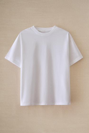 T-SHIRT MANCHES COURTES EN COTON - Blanc de Zara - Image 1