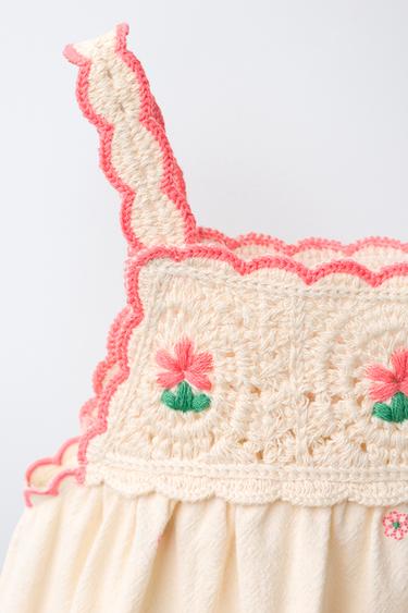 ROBE EN MAILLE ET CROCHET - Écru de Zara - Image 2