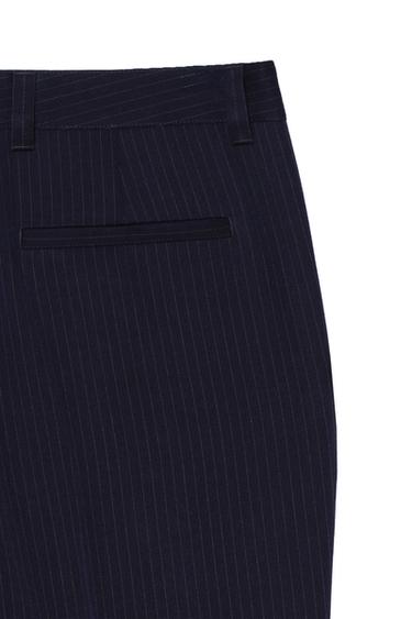 PINSTRIPED FLARE FIT SUIT TROUSERS - Navy blue by Zara - Image 4