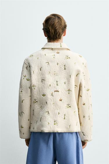 FLORAL EMBROIDERY JACQUARD JACKET - Ecru by Zara - Image 2