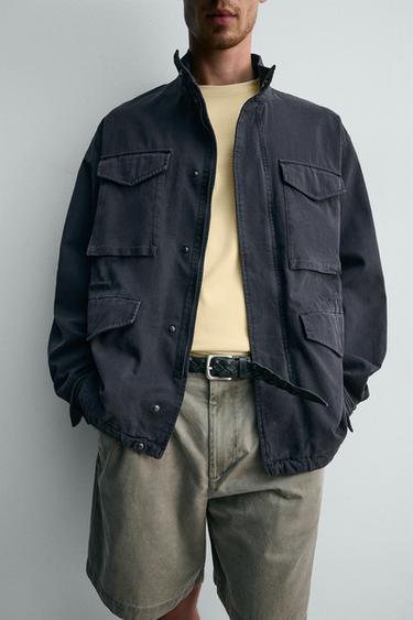 BLOUSON LAVÉ POCHES UTILITY - Bleu marine de Zara - Image 5