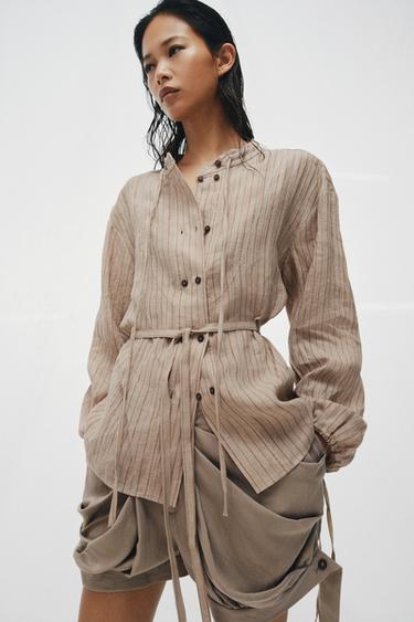 SHORT FLUIDE À PLIS ZW COLLECTION - Gris taupe de Zara