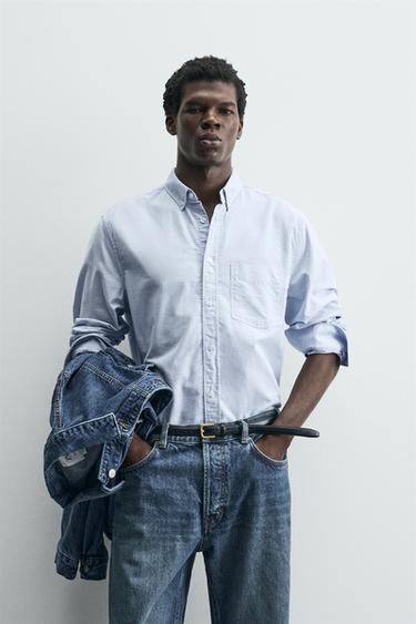 CAMISA REGULAR FIT OXFORD - Celeste de Zara