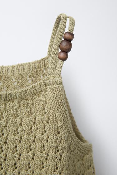 BEADED KNIT TOP - Light khaki by Zara - Image 2