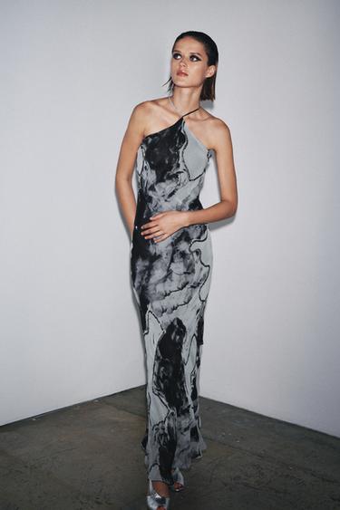 ROBE HALTER TIE & DYE FANTAISIE - Blanc / Noir de Zara - Image 3