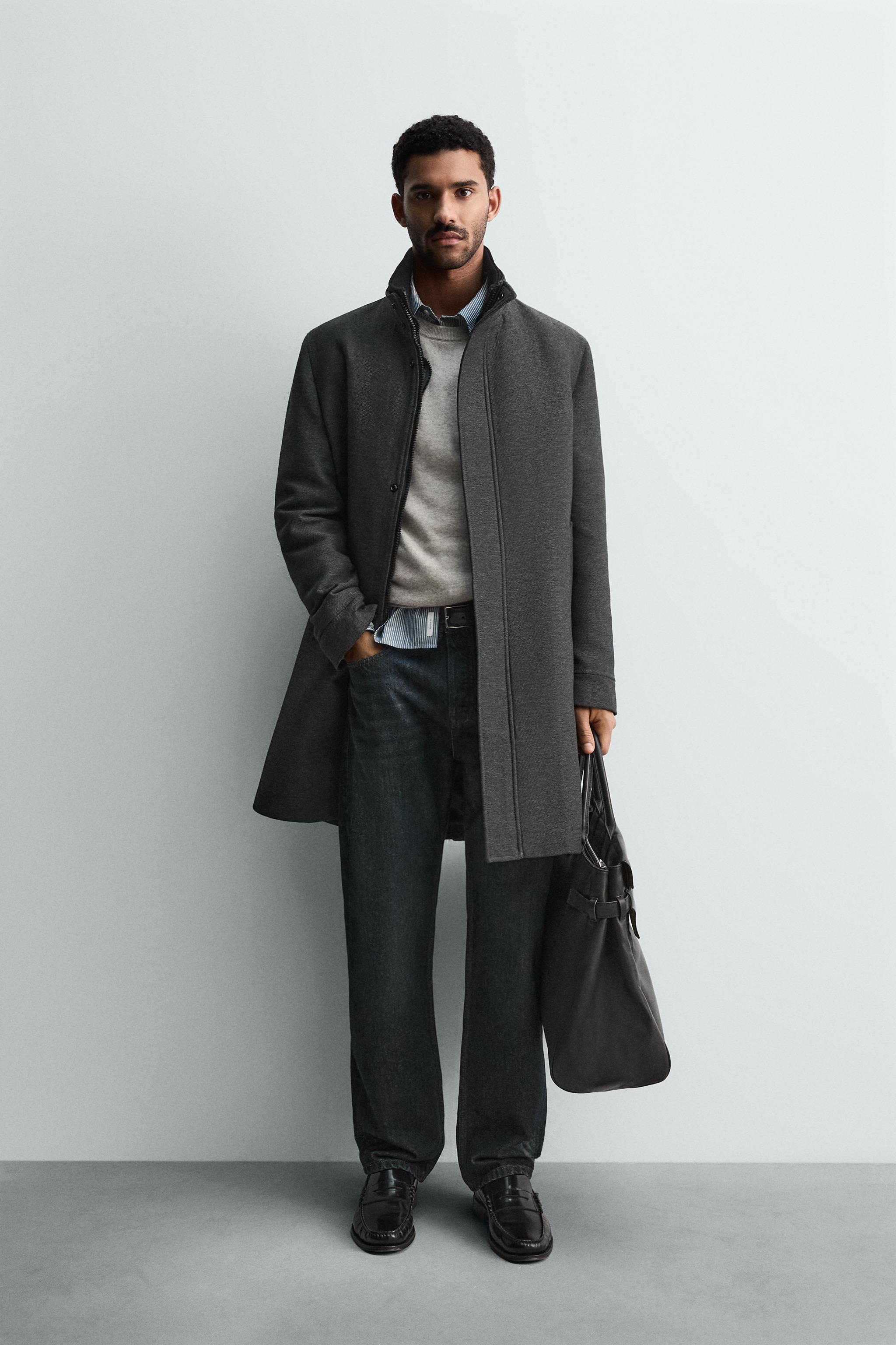 REMOVABLE COLLAR COAT - Anthracite Gray | ZARA United States