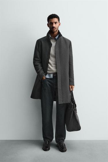 COAT WITH REMOVABLE COLLAR - Anthracite Grey by Zara