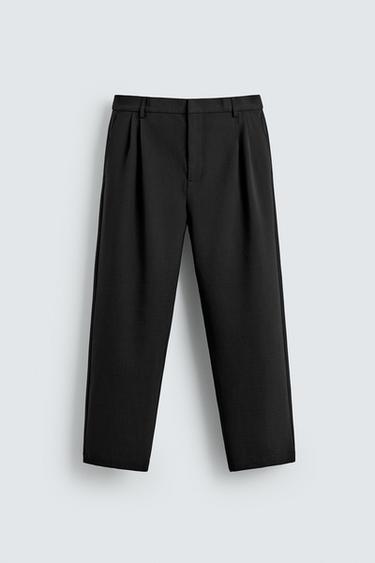 WASHABLE + QUICK DRY PLEATED SUIT TROUSERS - Black by Zara