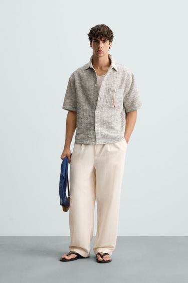 SOBRECAMISA ESTRUCTURA CONTRASTE - Beige claro de Zara - Imagen 0