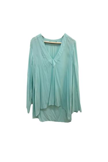 CAMISA SENHORA FLUIDA TURQUESA