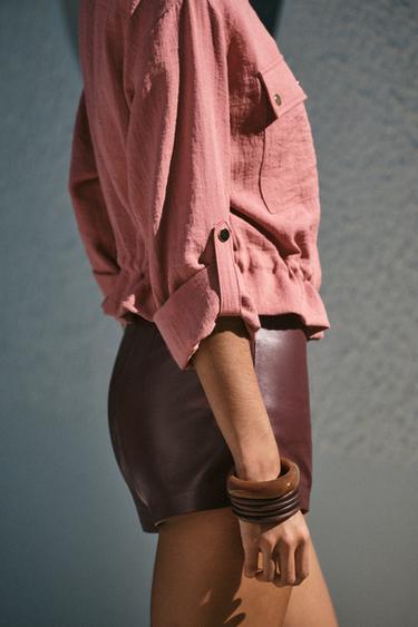 CROPPED JACKET WITH TABS - MARSALA by Zara - Image 3